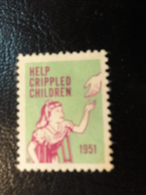 1951 Help Crippled Children Health Vignette Charity Seals Seal Label Poster Stamp USA - Non Classificati