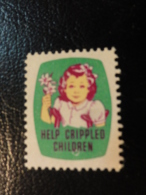 Help Crippled Children Health Vignette Charity Seals Seal Label Poster Stamp USA - Ohne Zuordnung