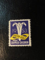 1953 Help Crippled Children Health Vignette Charity Seals Eastern Seals Seal Label Poster Stamp USA - Unclassified