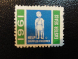 1961 Help Crippled Children Health Vignette Charity Seals Eastern Seals Seal Label Poster Stamp USA - Unclassified