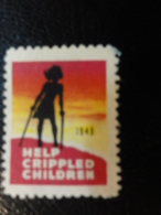 1949 Help Crippled Children Health Vignette Charity Seals Seal Label Poster Stamp USA - Non Classés