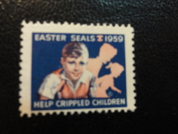 1959 Help Crippled Children Health Vignette Charity Seals Eastern Seals Seal Label Poster Stamp USA - Unclassified