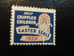 1959 Help Crippled Children Health Vignette Charity Seals Eastern Seals Seal Label Poster Stamp USA - Non Classificati