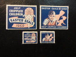 1959 2 Different Size Set Help Crippled Children Health Vignette Charity Seals Eastern Seals Seal Label Poster Stamp USA - Non Classificati