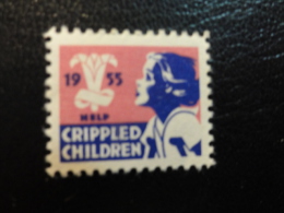 1955 Help Crippled Children Health Vignette Charity Seals Seal Label Poster Stamp USA - Unclassified