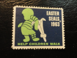 1963 Help Crippled Children Health Vignette Charity Seals Seal Label Poster Stamp USA - Sin Clasificación