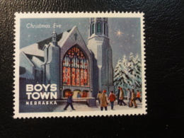 Christmas Eve Church BOYS TOWN Nebraska Vignette Poster Stamp Label USA - Unclassified