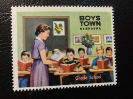 Grade School Education BOYS TOWN Nebraska Vignette Poster Stamp Label USA - Non Classés