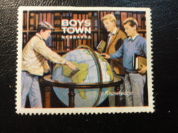 Knowledge Earth Globe Geography BOYS TOWN Nebraska Vignette Poster Stamp Label USA - Non Classés