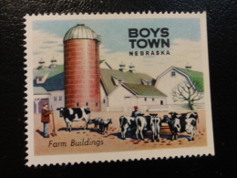 Farm Buildings Farming Cows Vaches BOYS TOWN Nebraska Vignette Poster Stamp Label USA - Unclassified