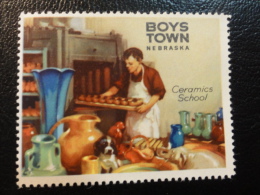 CERAMIC School Potery Alfareria Ceramica BOYS TOWN Nebraska Vignette Poster Stamp Label USA - Non Classés