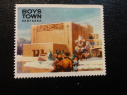 Auditorium Music And Events BOYS TOWN Nebraska Vignette Poster Stamp Label USA - Ohne Zuordnung