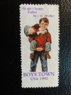 1992 BOYS TOWN NEBRASKA Vignette Charity Seals Seal Poster Stamp Label USA - Non Classés