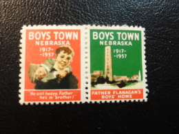 1957 40 Anv Pair BOYS TOWN NEBRASKA Vignette Charity Seals Seal Poster Stamp Label USA - Non Classés