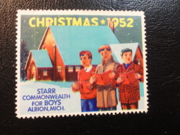 1952 Starr Commonwealth For Boys ALBION Michigan Christmas Seals Vignette Charity Seals Seal Poster Stamp Label USA - Ohne Zuordnung
