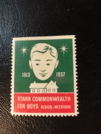 1957 Starr Commonwealth For Boys ALBION Michigan Christmas Seals Vignette Charity Seals Seal Poster Stamp Label USA - Ohne Zuordnung