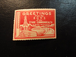 Starr Commonwealth For Boys ALBION Michigan Christmas Seals Vignette Charity Seals Seal Poster Stamp Label USA - Ohne Zuordnung
