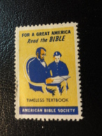 BIBLE Society FOR A GREAD AMERICA GIVE THE BIBLE Religion Christianism Vignette Poster Stamp Label USA - Ohne Zuordnung