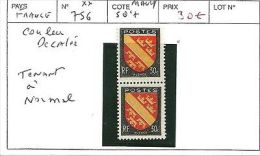 FRANCE N°  756 ** COULEUR DECALEE TENANT A NORMAL - Unused Stamps