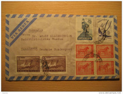 Buenos Aires 1980? To Stuttgart Germany 8 Stamp On Air Mail Cover Salmon Poster Stamp Label Vignette Argentina - Cartas & Documentos