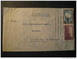 Buenos Aires 1938 To Plauen Germany Por Avion Air Mail 2 Stamp On Cancel Cover Argentina - Brieven En Documenten