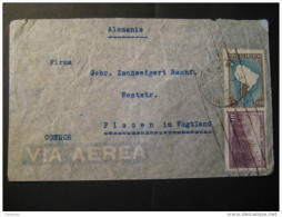 1 Buenos Aires 1939 To Plauen Germany Por Avion VIA CONDOR Air Mail 2 Stamp On Cancel Cover Argentina - Lettres & Documents