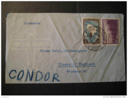 Buenos Aires 1938 To Plauen Germany Por Avion VIA CONDOR Air Mail 2 Stamp On Cancel Cover Argentina - Brieven En Documenten