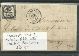 FRANCE TAXE N°3 SUPER PETIT LETTRE CACHET BORDEAUX - Other & Unclassified