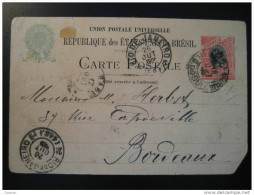Maria 1906 To Bordeaux France UPU Postal Stationery Card Brazil Brasil - Storia Postale