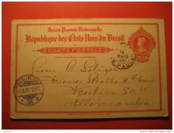 Sao Paulo 1907 To Berlin Germany 2 Stamp On 100 Reis UPU Postal Stationery Card Post Card Brazil Brasil - Briefe U. Dokumente