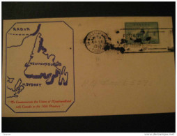 1949 St John's Map Cacheted Ship Cabot Matthew FDC Cover NEWFOUNDLAND Canada - Back Of Book