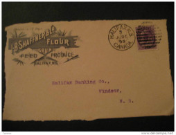 1899 Halifax NS To Windsor Sello Stamp 2c Frontal Front Cover JBS Haffner Flour Grain Feed Corner Canada - Brieven En Documenten