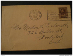 1923 Toronto Ontario To Woodstock Nat Exhibition Cancel Mat Esp Sello Stamp 3c Marron Brown Sobre Cover Canada - Brieven En Documenten