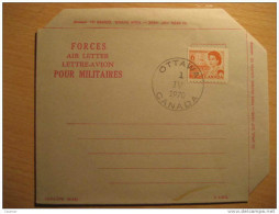 Ottawa 1970 Postage Paid Port Paye Forces Air Letter Pour Militaires Franchise Militaire Militar 43-74-078 (8-68 Canada - Poste Aérienne