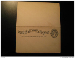 Postal Stationery Post Card Doble Reply One Cent + One Cent Canada - 1860-1899 Reign Of Victoria