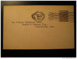 Toronto 1934 To Woodstock CANADA Business Postal Stationery WORKMEN 'S COMPENSATION Post Card Two Cent - 1903-1954 Kings