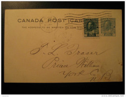 St. John 1915 To Prince CANADA Business Postal Stationery Stamp On Post Card One Cent - 1903-1954 Rois