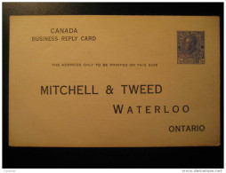 Bridgeport To Waterloo CANADA BUSINESS REPLY Postal Stationery CAR INSURANCE Post Card Half Cent - 1903-1954 Rois