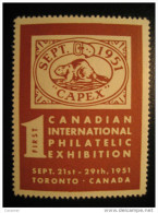 Toronto 1951 CAPEX Poster Stamp Label Vignette Viñeta CANADA - Vignettes Locales Et Privées