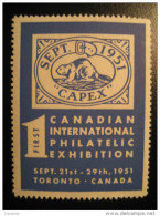 Toronto 1951 CAPEX Poster Stamp Label Vignette Viñeta CANADA - Vignettes Locales Et Privées