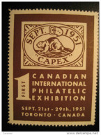 Toronto 1951 CAPEX Poster Stamp Label Vignette Viñeta CANADA - Privaat & Lokale Post
