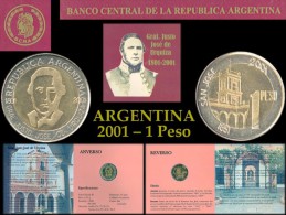 ARGENTINA Moneda - Blister Conmemorativo De Urquiza Año 2001 Blister Urquiza 1 Peso Canto Liso Año 2001 - Argentina