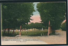 CRECY EN PONTHIEU - Le Marché Aux Bestiaux Et Le Monument Aux Morts - Crecy En Ponthieu