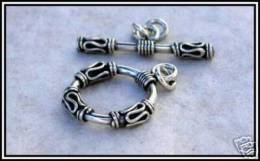 Fermoir Toogle Fait Main En Argent De Bali Massif 925, Anneau 14mm, Barre 21mm - Pearls