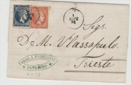 Gr-H008  Griechenland -  Hermes 20 + 40 L. Patras - Trieste 1878 - Cartas & Documentos