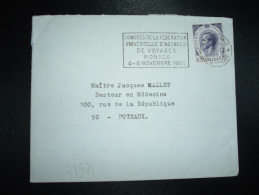 LETTRE TP RAINIER III 0,30 OBL.MEC.5-11-1968 MONTE CARLO + CONGRES DE LA FEDERATION UNIVERSELLE D'AGENCES DE VOYAGES - Covers & Documents