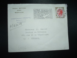 LETTRE TP RAINIER III 0,40 OBL.MEC.4-10-1969 MONTE CARLO + CHATEAU - Lettres & Documents