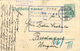 ENTIER POSTAL - CACHET DEPART BERLIN - 19110 - TO BUDAPEST - HONGRIE - CARTE "DAVID COHN". - Private Postcards - Used