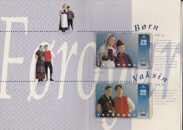 Faroe Islands, FAR-FO-02, OD-009 And 010, 2 Mint Cards In Folder, Faroese Costumes, 2 Scans. - Faeroër