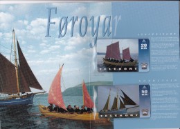 Faroe Islands, FAR-FO-03, OD-011 And 012, 2 Mint Cards In Folder, Faroese Fishing Boats, 2 Scans. - Faroe Islands